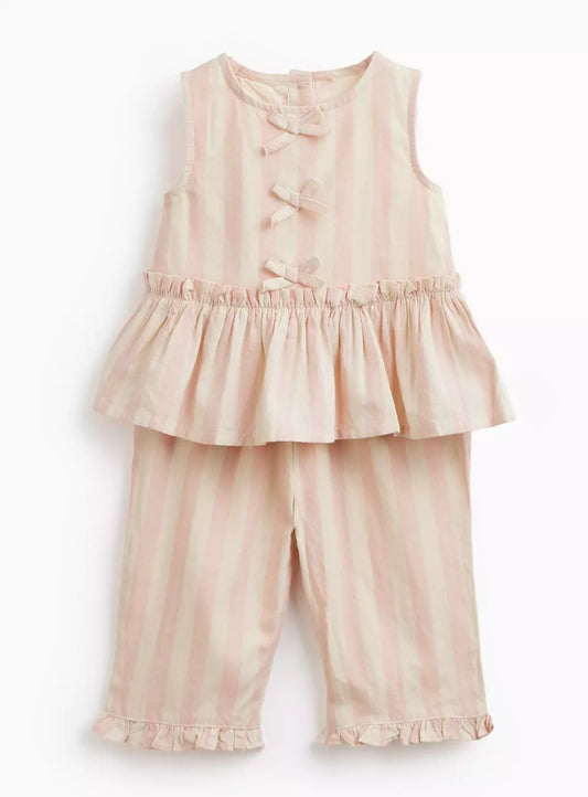 Pink Pastel Stripe Trouser & Bow