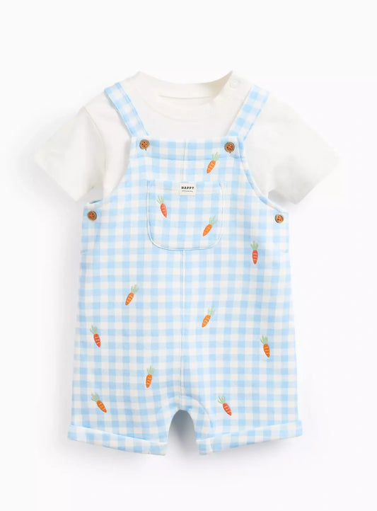 Blue Easter Checked Print Bodysuit